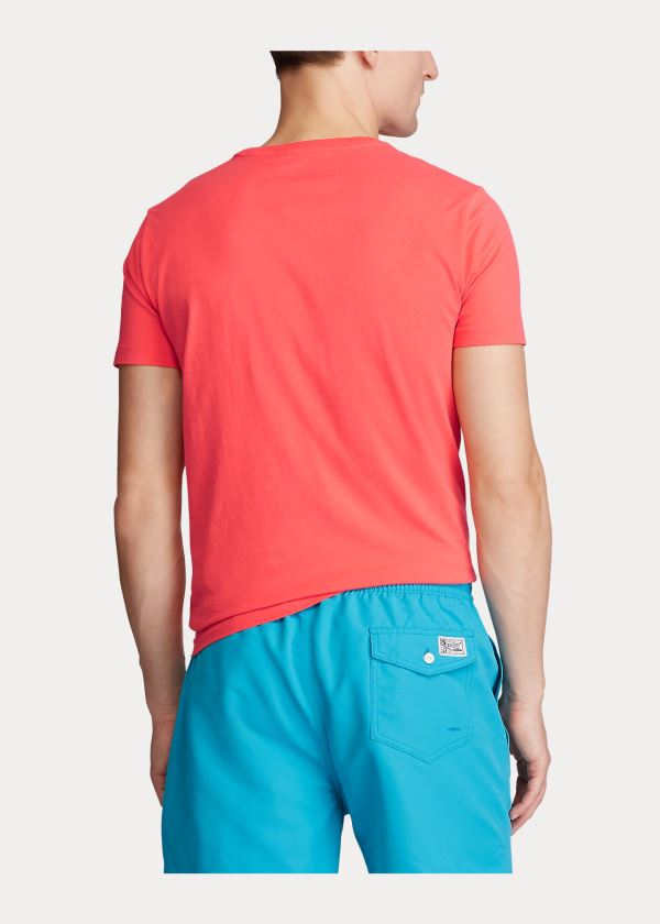 Ralph Lauren Bavlněné Jersey Crewneck T-Shirt Červené | OQuhw2kN