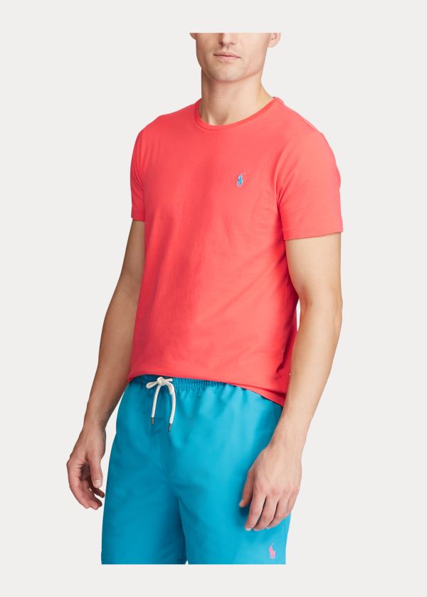 Ralph Lauren Bavlněné Jersey Crewneck T-Shirt Červené | OQuhw2kN