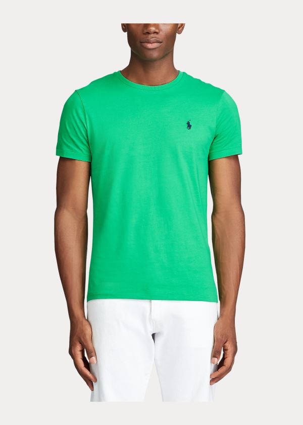 Ralph Lauren Bavlněné Jersey Crewneck T-Shirt Zelene | lcHk1aRi