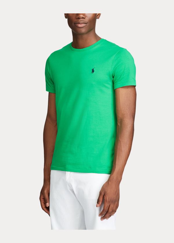 Ralph Lauren Bavlněné Jersey Crewneck T-Shirt Zelene | lcHk1aRi
