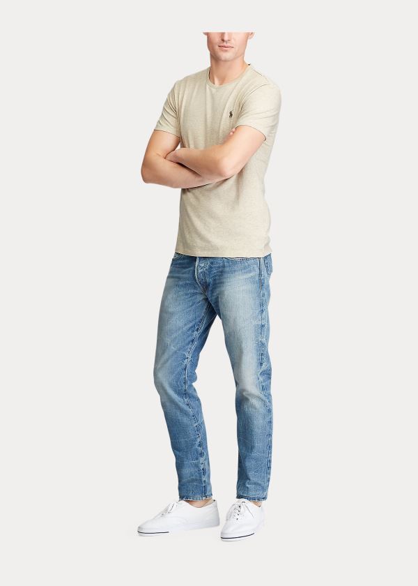 Ralph Lauren Bavlněné Jersey Crewneck T-Shirt Béžový | xLfNsWdp