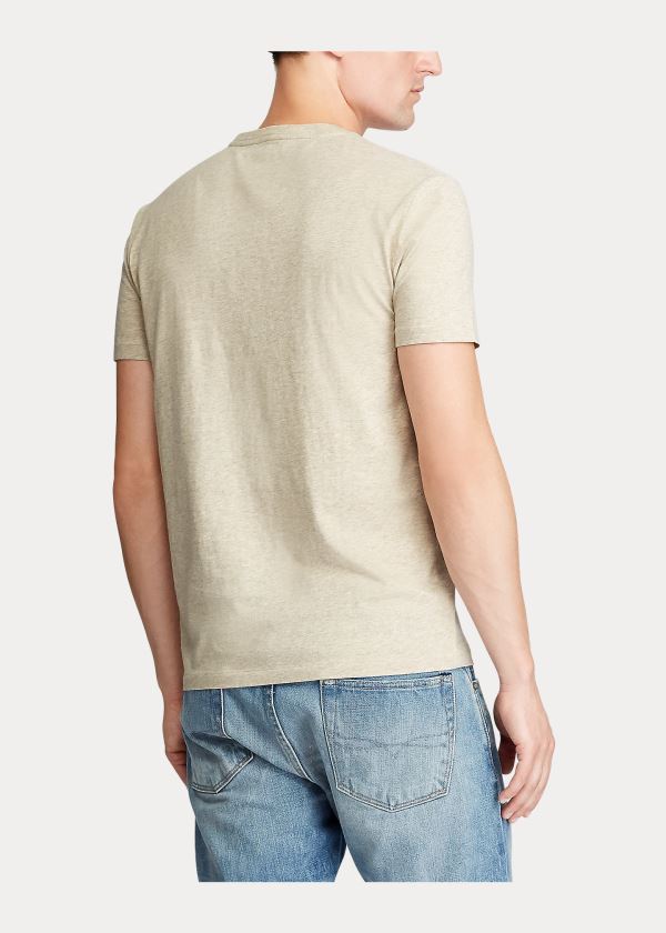 Ralph Lauren Bavlněné Jersey Crewneck T-Shirt Béžový | xLfNsWdp