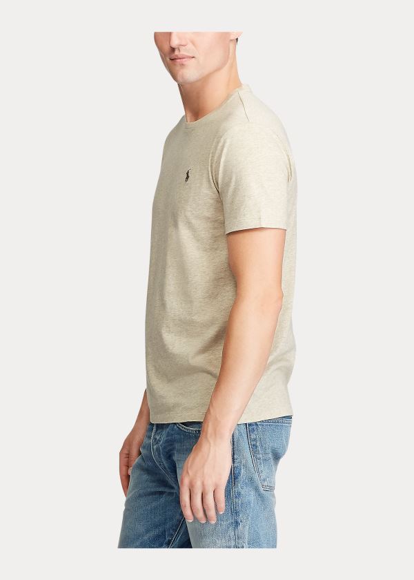 Ralph Lauren Bavlněné Jersey Crewneck T-Shirt Béžový | xLfNsWdp