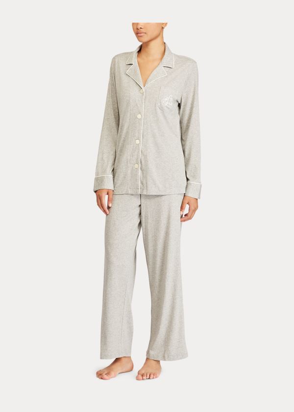 Ralph Lauren Bavlněné Jersey Pajama Set Šedé | 1tPe29rb