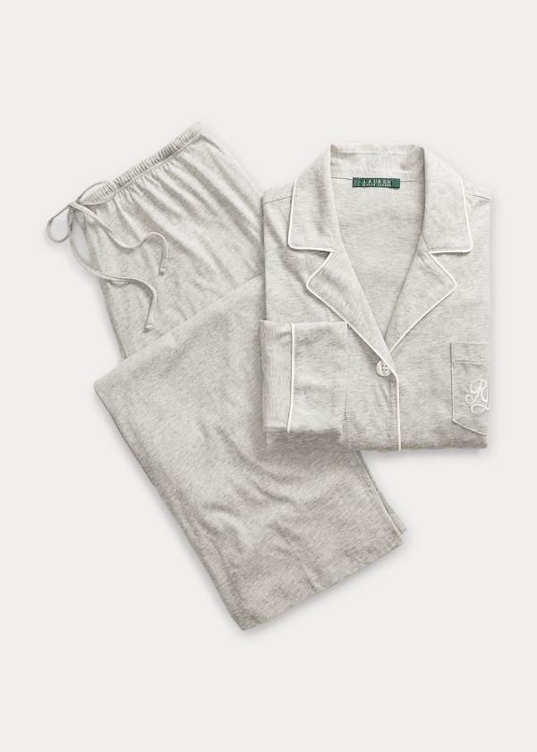 Ralph Lauren Bavlněné Jersey Pajama Set Šedé | 1tPe29rb