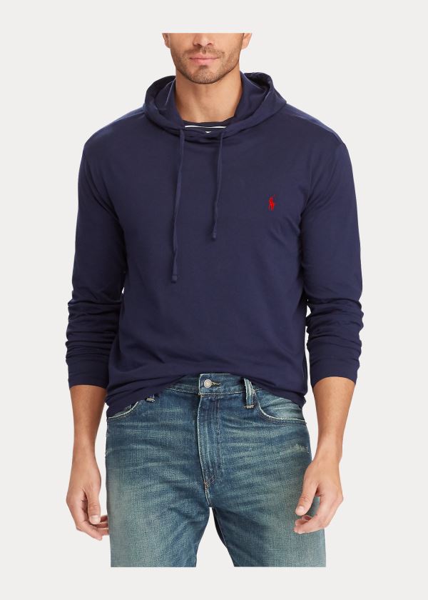 Ralph Lauren Bavlněné Jersey S Kapucí T-Shirt Tmavě Blankyt | 0UmJhVxi