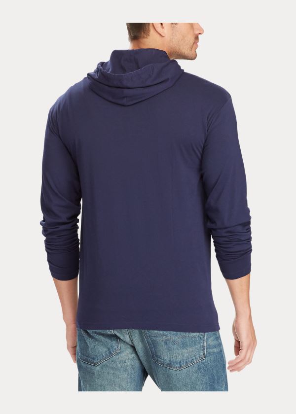 Ralph Lauren Bavlněné Jersey S Kapucí T-Shirt Tmavě Blankyt | 0UmJhVxi