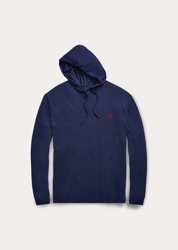 Ralph Lauren Bavlněné Jersey S Kapucí T-Shirt Tmavě Blankyt | 0UmJhVxi