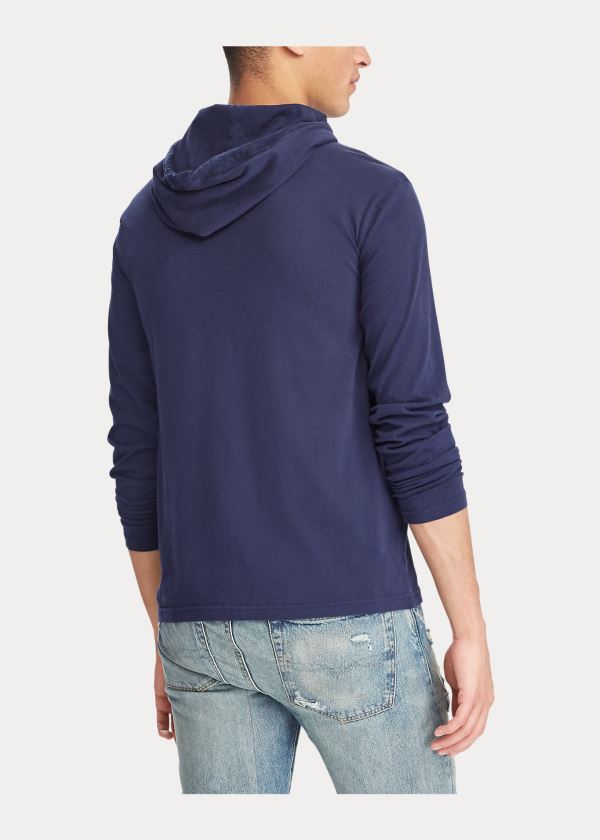 Ralph Lauren Bavlněné Jersey S Kapucí T-Shirt Tmavě Blankyt | 46IJfTOP