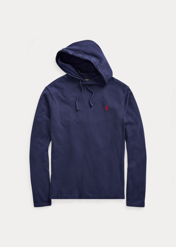 Ralph Lauren Bavlněné Jersey S Kapucí T-Shirt Tmavě Blankyt | 46IJfTOP