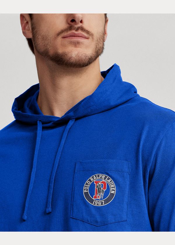 Ralph Lauren Bavlněné Jersey S Kapucí T-Shirt Královská Modrá Blankyt | AnzcktgA