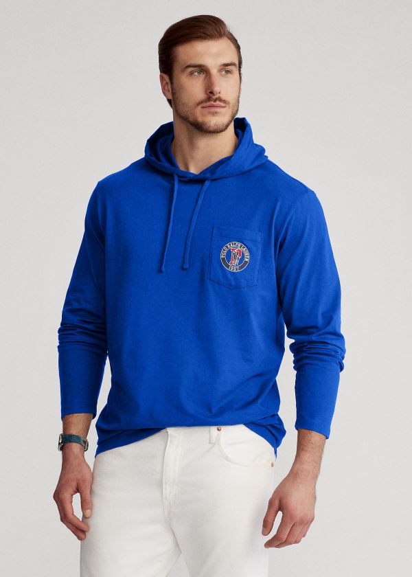 Ralph Lauren Bavlněné Jersey S Kapucí T-Shirt Královská Modrá Blankyt | AnzcktgA
