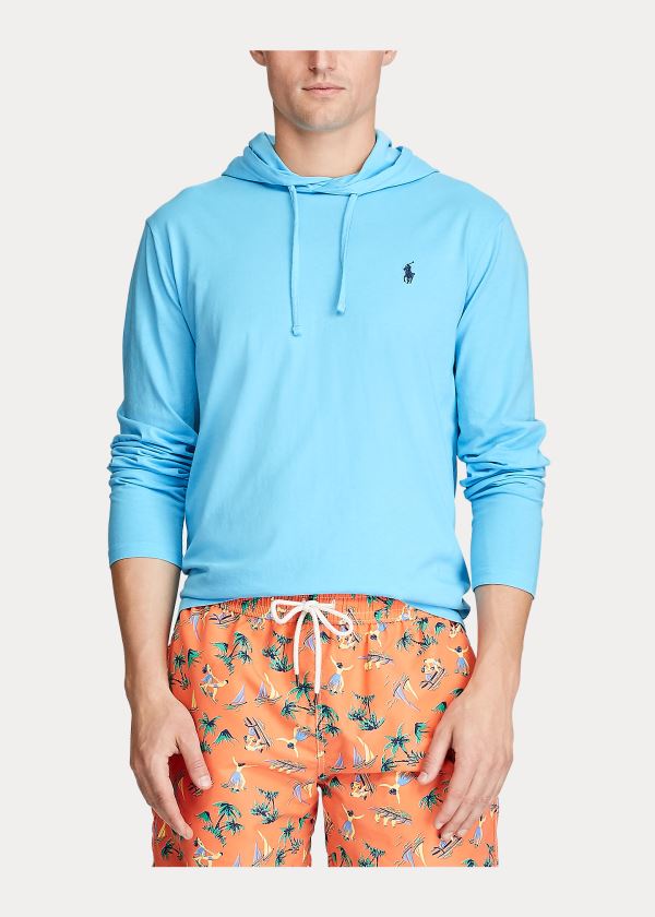 Ralph Lauren Bavlněné Jersey S Kapucí T-Shirt Blankyt | GtA11dTB
