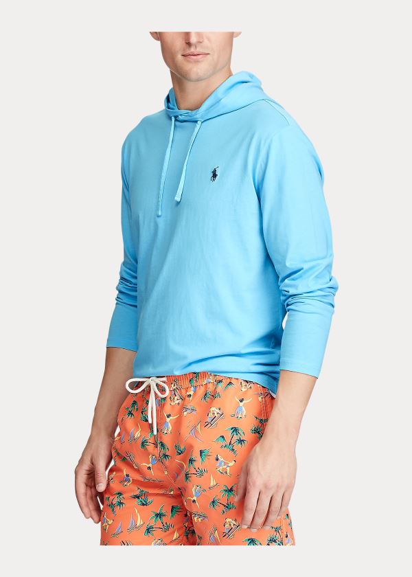 Ralph Lauren Bavlněné Jersey S Kapucí T-Shirt Blankyt | GtA11dTB