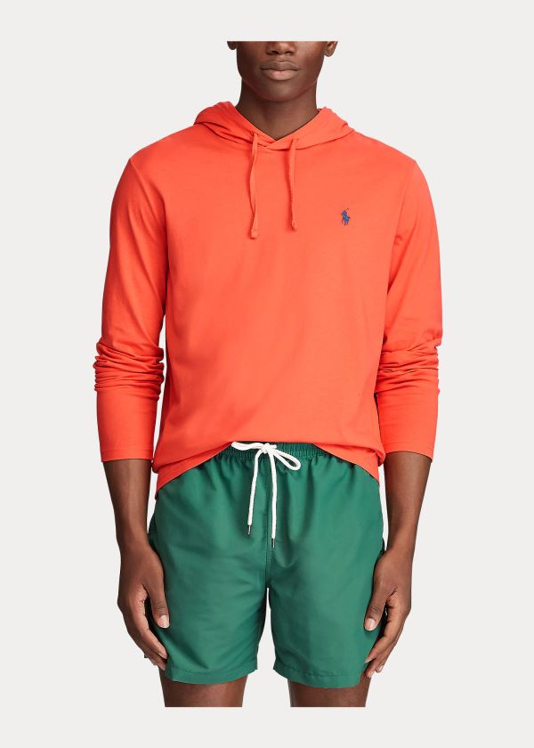 Ralph Lauren Bavlněné Jersey S Kapucí T-Shirt Červené | NQ2jRHty
