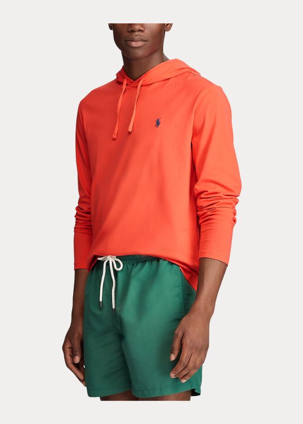 Ralph Lauren Bavlněné Jersey S Kapucí T-Shirt Červené | NQ2jRHty