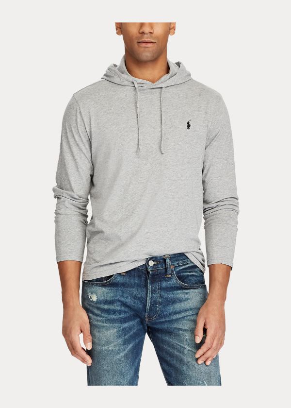Ralph Lauren Bavlněné Jersey S Kapucí T-Shirt Šedé | WEGYJOaa
