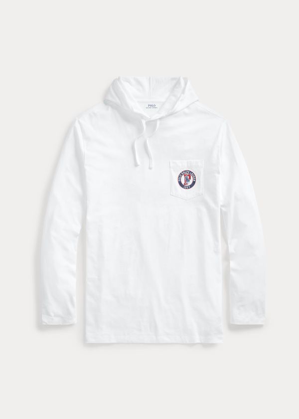 Ralph Lauren Bavlněné Jersey S Kapucí T-Shirt Bílé | bBUdtBRM