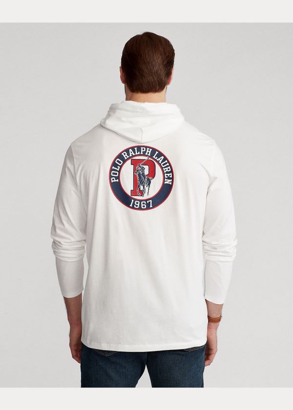 Ralph Lauren Bavlněné Jersey S Kapucí T-Shirt Bílé | bBUdtBRM