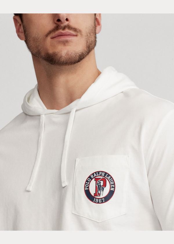 Ralph Lauren Bavlněné Jersey S Kapucí T-Shirt Bílé | bBUdtBRM