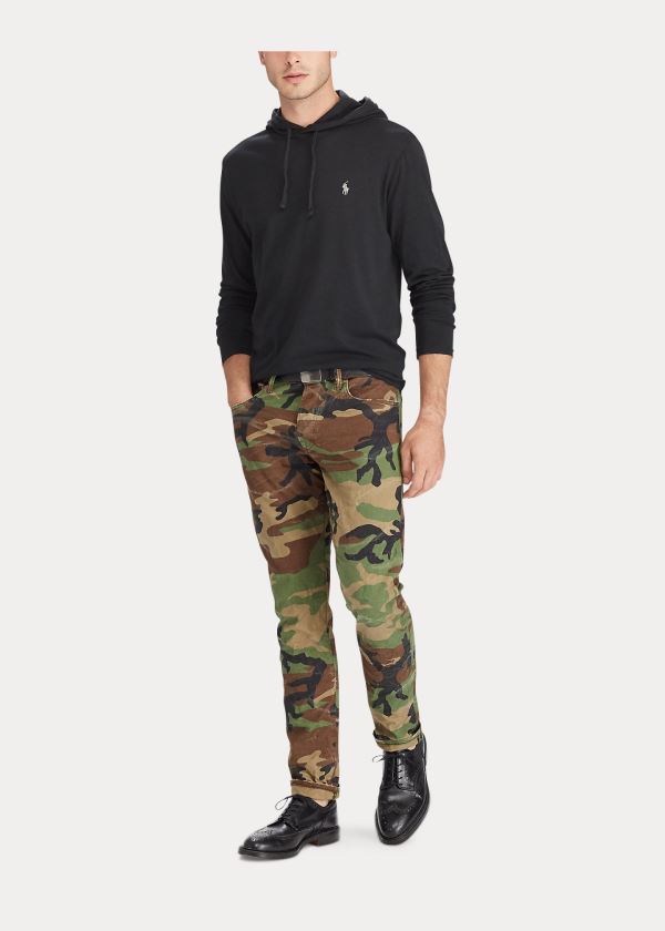 Ralph Lauren Bavlněné Jersey S Kapucí T-Shirt Černé | huku2D0A