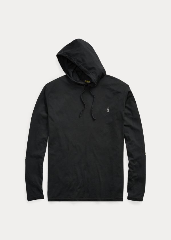 Ralph Lauren Bavlněné Jersey S Kapucí T-Shirt Černé | huku2D0A