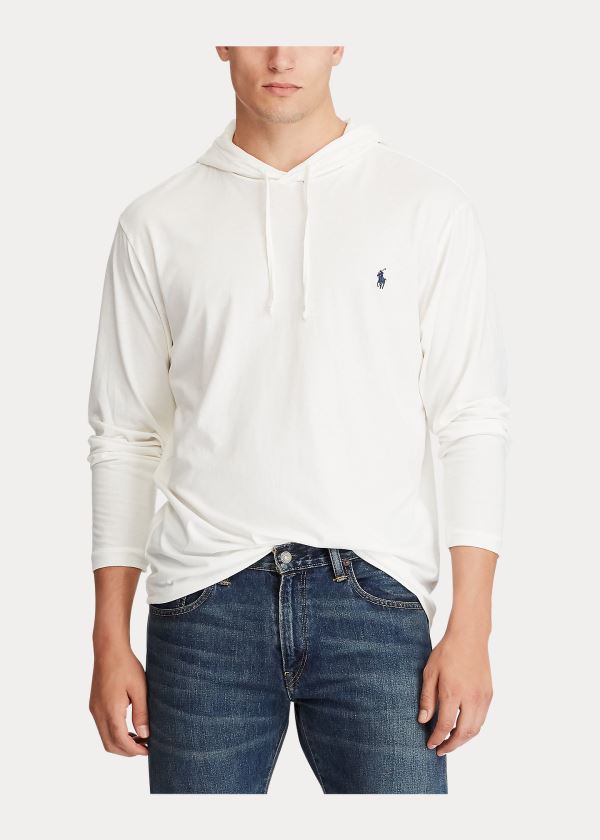 Ralph Lauren Bavlněné Jersey S Kapucí T-Shirt Bílé Tmavě Blankyt | lkUFwXGM