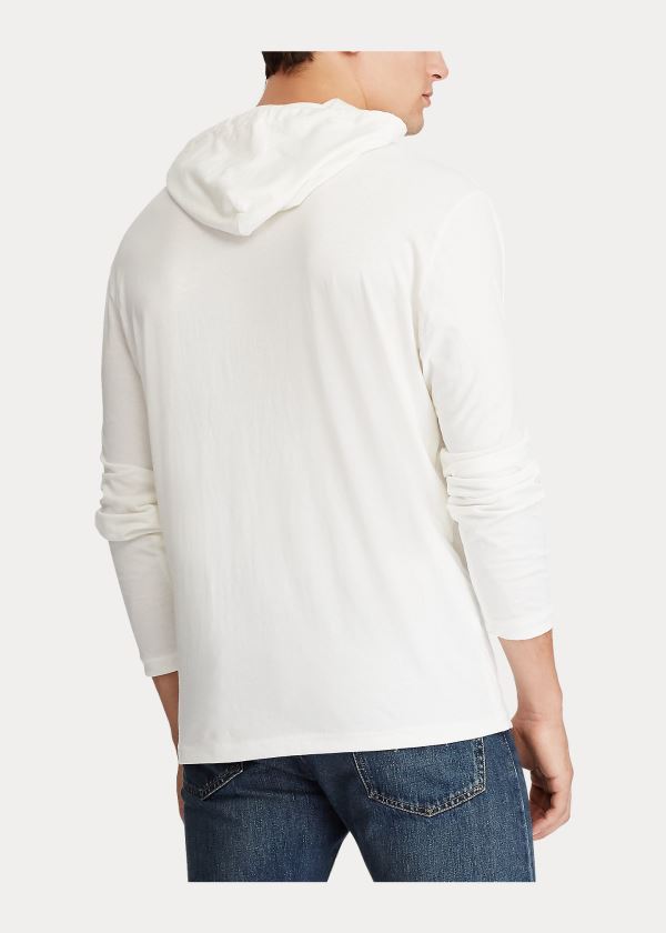 Ralph Lauren Bavlněné Jersey S Kapucí T-Shirt Bílé Tmavě Blankyt | lkUFwXGM
