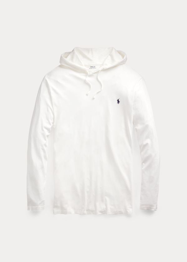 Ralph Lauren Bavlněné Jersey S Kapucí T-Shirt Bílé Tmavě Blankyt | lkUFwXGM