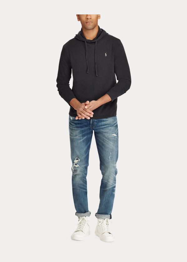 Ralph Lauren Bavlněné Jersey S Kapucí T-Shirt Černé | suoZmiGq