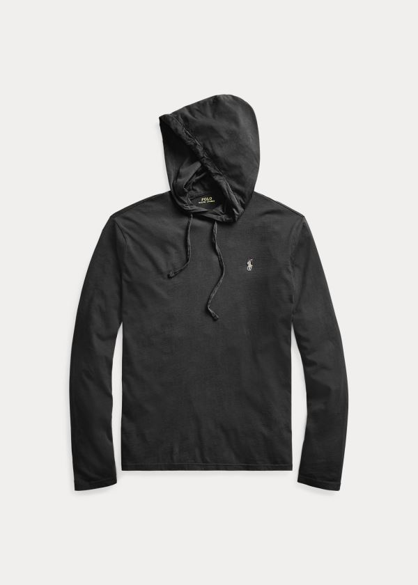Ralph Lauren Bavlněné Jersey S Kapucí T-Shirt Černé | suoZmiGq
