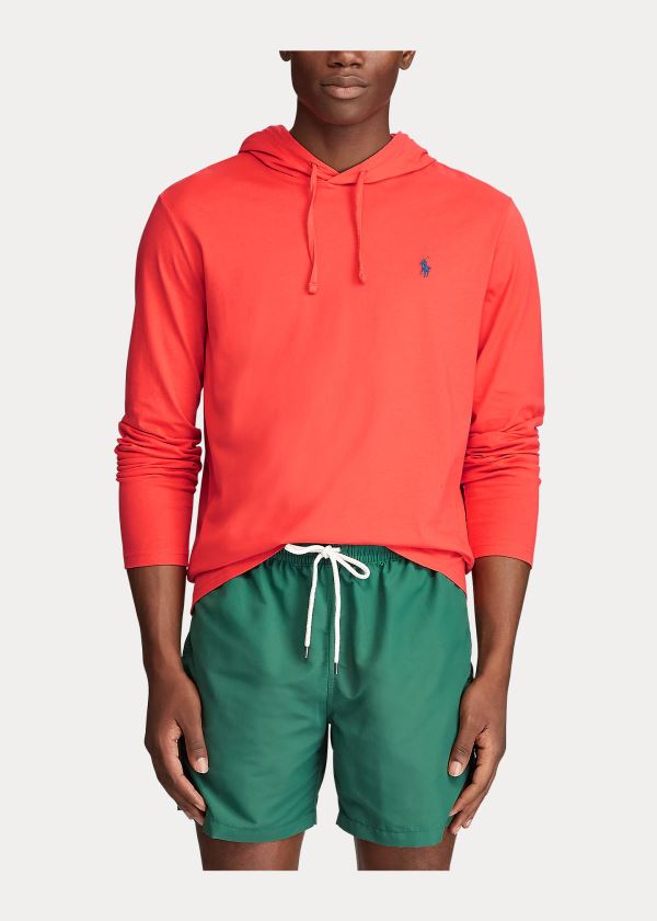 Ralph Lauren Bavlněné Jersey S Kapucí T-Shirt Červené | tWPTl76C