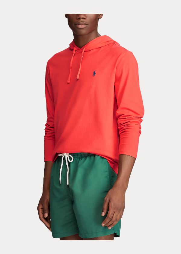 Ralph Lauren Bavlněné Jersey S Kapucí T-Shirt Červené | tWPTl76C