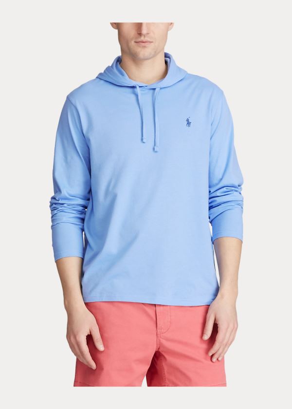 Ralph Lauren Bavlněné Jersey S Kapucí T-Shirt Blankyt | zWPos7x7