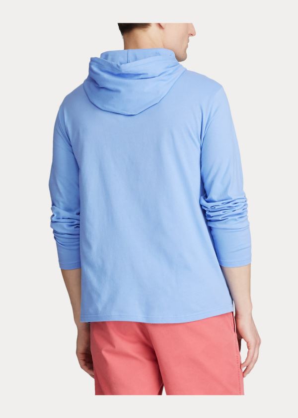 Ralph Lauren Bavlněné Jersey S Kapucí T-Shirt Blankyt | zWPos7x7