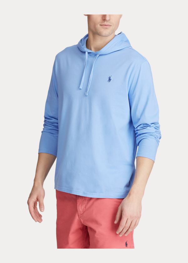 Ralph Lauren Bavlněné Jersey S Kapucí T-Shirt Blankyt | zWPos7x7