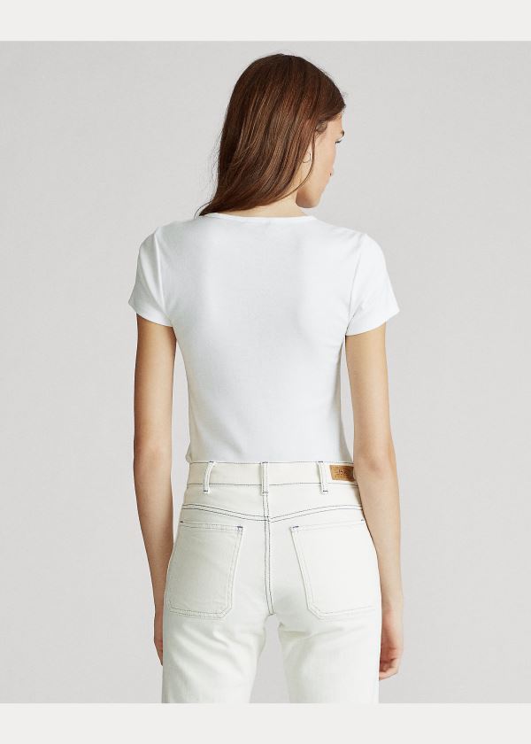 Ralph Lauren Bavlněné Krátké-Sleeve Shirt Bílé | wVtdOtoX
