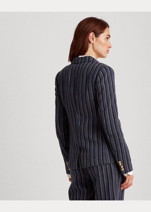 Ralph Lauren Bavlněné-Linen-Blend Blazer Blankyt Viacfarebný | rcPTTWVz