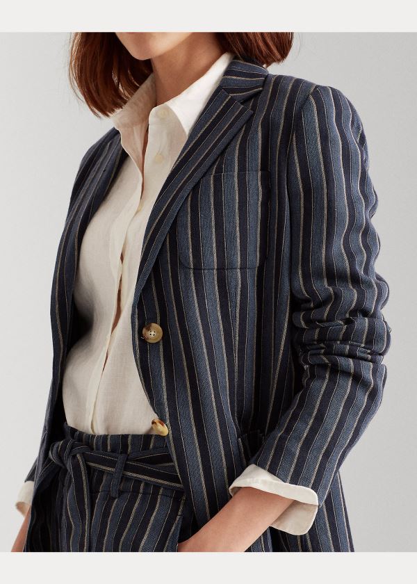 Ralph Lauren Bavlněné-Linen-Blend Blazer Blankyt Viacfarebný | rcPTTWVz
