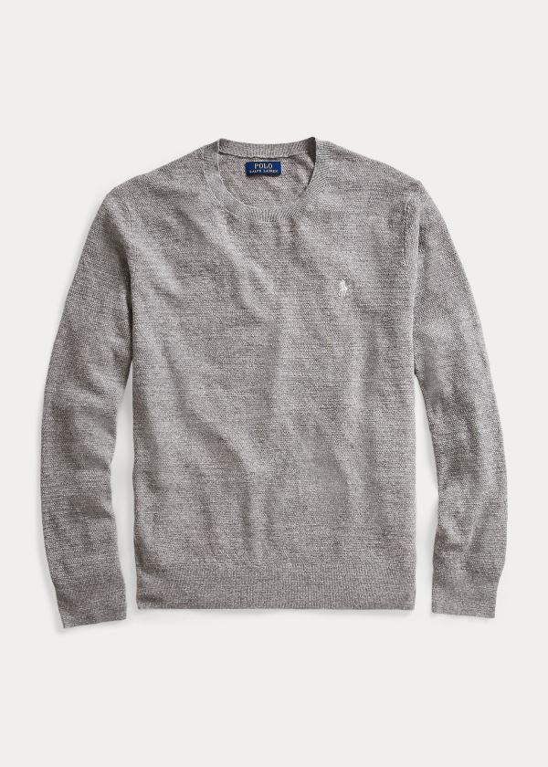 Ralph Lauren Bavlněné-Linen Crewneck Svetrové Šedé | 601Xq3PL