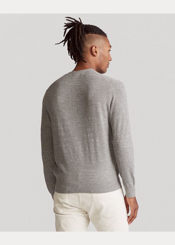 Ralph Lauren Bavlněné-Linen Crewneck Svetrové Šedé | 601Xq3PL
