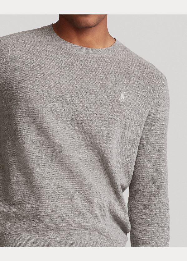 Ralph Lauren Bavlněné-Linen Crewneck Svetrové Šedé | 601Xq3PL