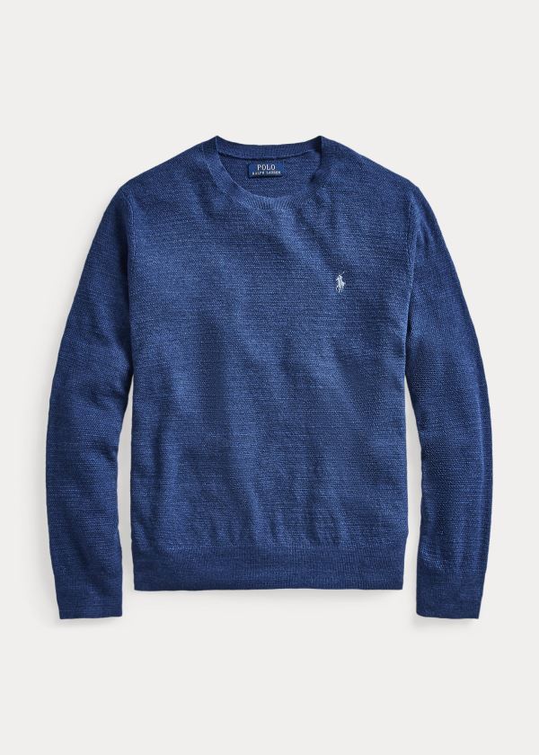 Ralph Lauren Bavlněné-Linen Crewneck Svetrové Indigo | AaYn48RX