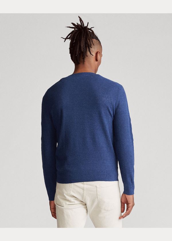 Ralph Lauren Bavlněné-Linen Crewneck Svetrové Indigo | AaYn48RX