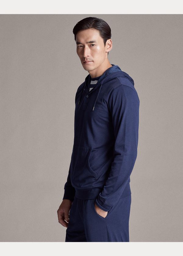 Ralph Lauren Bavlněné Lisle Hoodie Tmavě Blankyt | KC2CUYSd