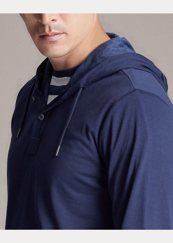 Ralph Lauren Bavlněné Lisle Hoodie Tmavě Blankyt | KC2CUYSd