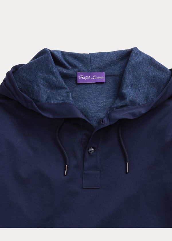 Ralph Lauren Bavlněné Lisle Hoodie Tmavě Blankyt | KC2CUYSd
