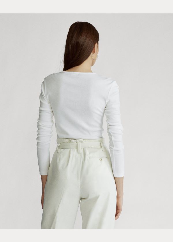 Ralph Lauren Bavlněné Long-Sleeve Shirt Bílé | 26Ej3UQb