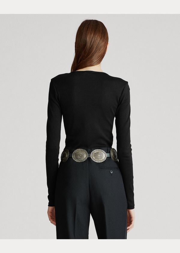 Ralph Lauren Bavlněné Long-Sleeve Shirt Černé | ghJ8VnGu
