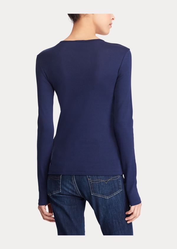 Ralph Lauren Bavlněné Long-Sleeve T-Shirt Tmavě Blankyt | 4n6F3Rfj